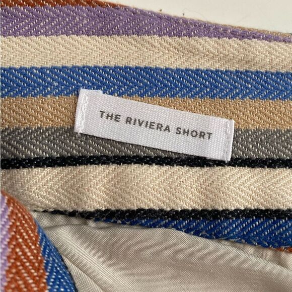 LOFT Riviera Linen Blend Multi-Color Striped Short Shorts Size 4 - Picture 3 of 11